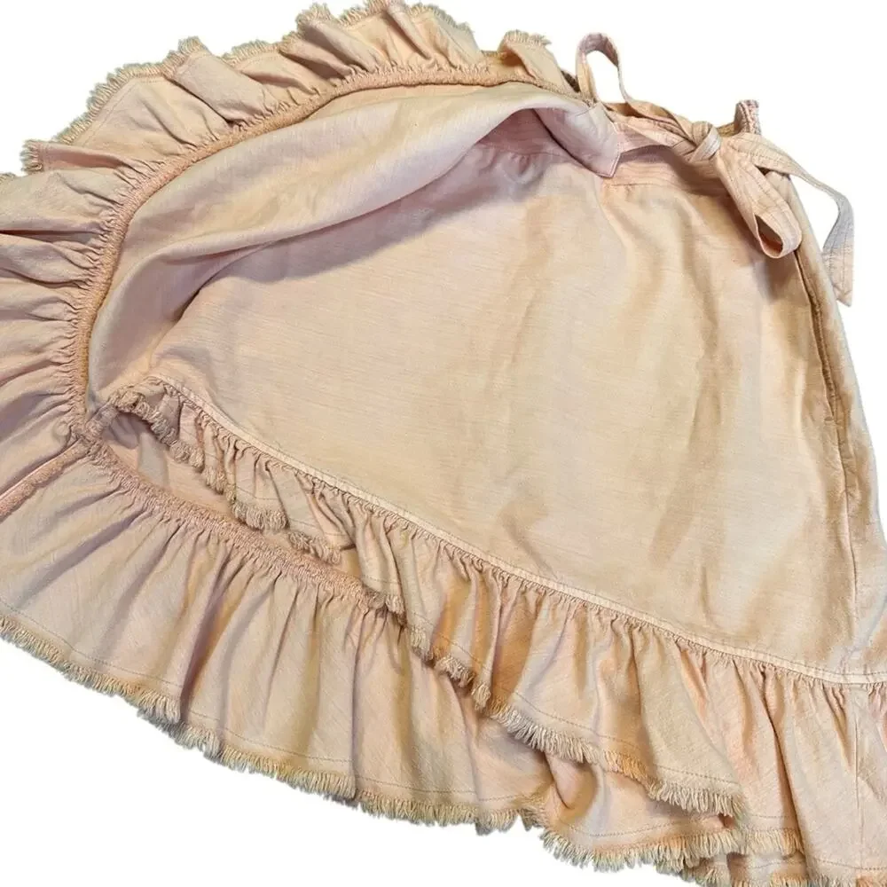 Anthropologie Pilcro Nettie Peach Ruffle Wrap Skirt Size Small